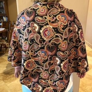 Navy Triangle Paisley Reversible Shawl